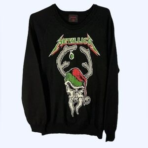 METALLICA Ugly Christmas Sweater Skull Wool Blend Black Size Small Men's
